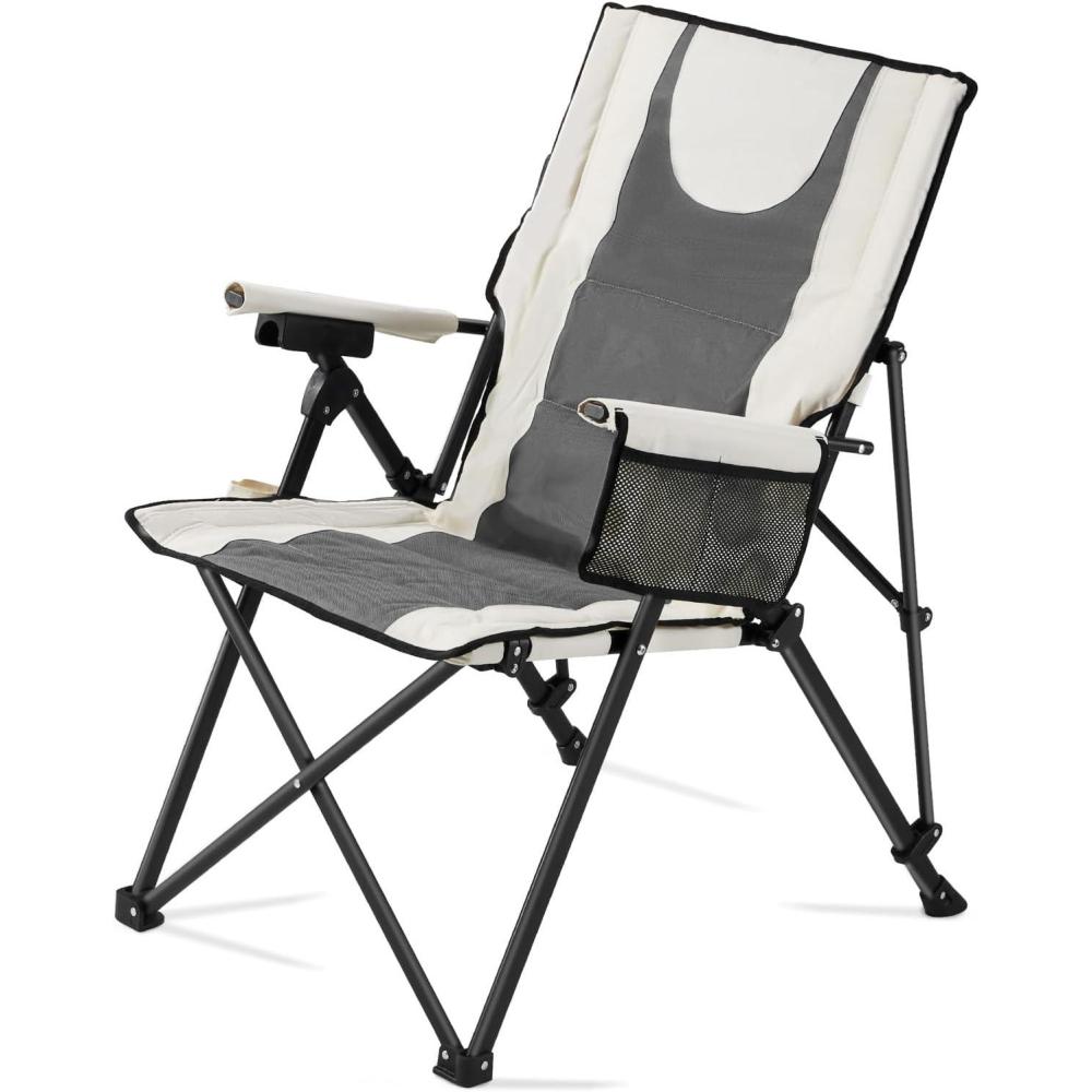 imageVEVOR Rocking Camping Chair Portable Folding Rocker HeavyDuty Lawn Chair Recliner with Cupholder ampamp Pocket Supports 225lbs Fully Padded Camp Chairs for Outdoor Patio Backyard Porch GardenStandard