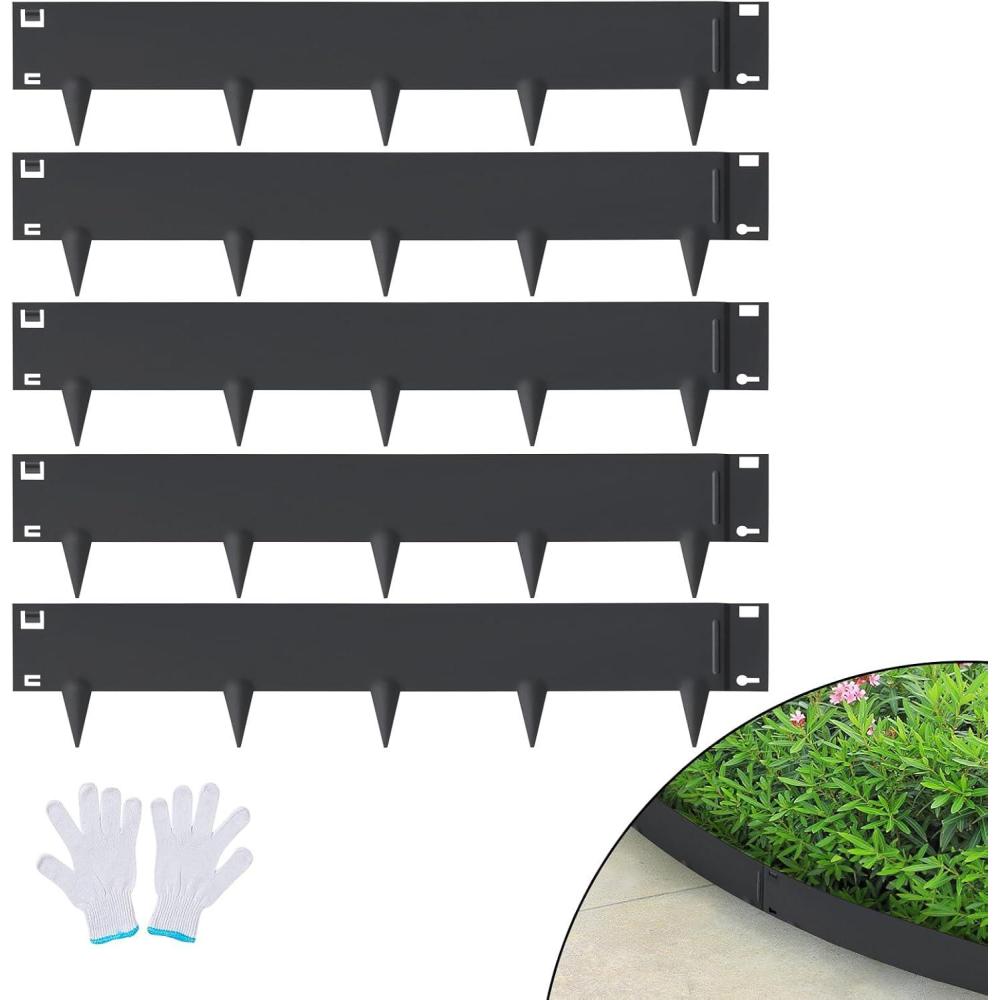 imageVEVOR Steel Landscape Edging 5 Packs 39 x 3 in RustResistant Metal Landscape Edging Bendable Garden Edging Border Heavy Duty Lawn Edging EasytoInstall Flower Bed Yard Pathway Divider Black39 L x 5 H