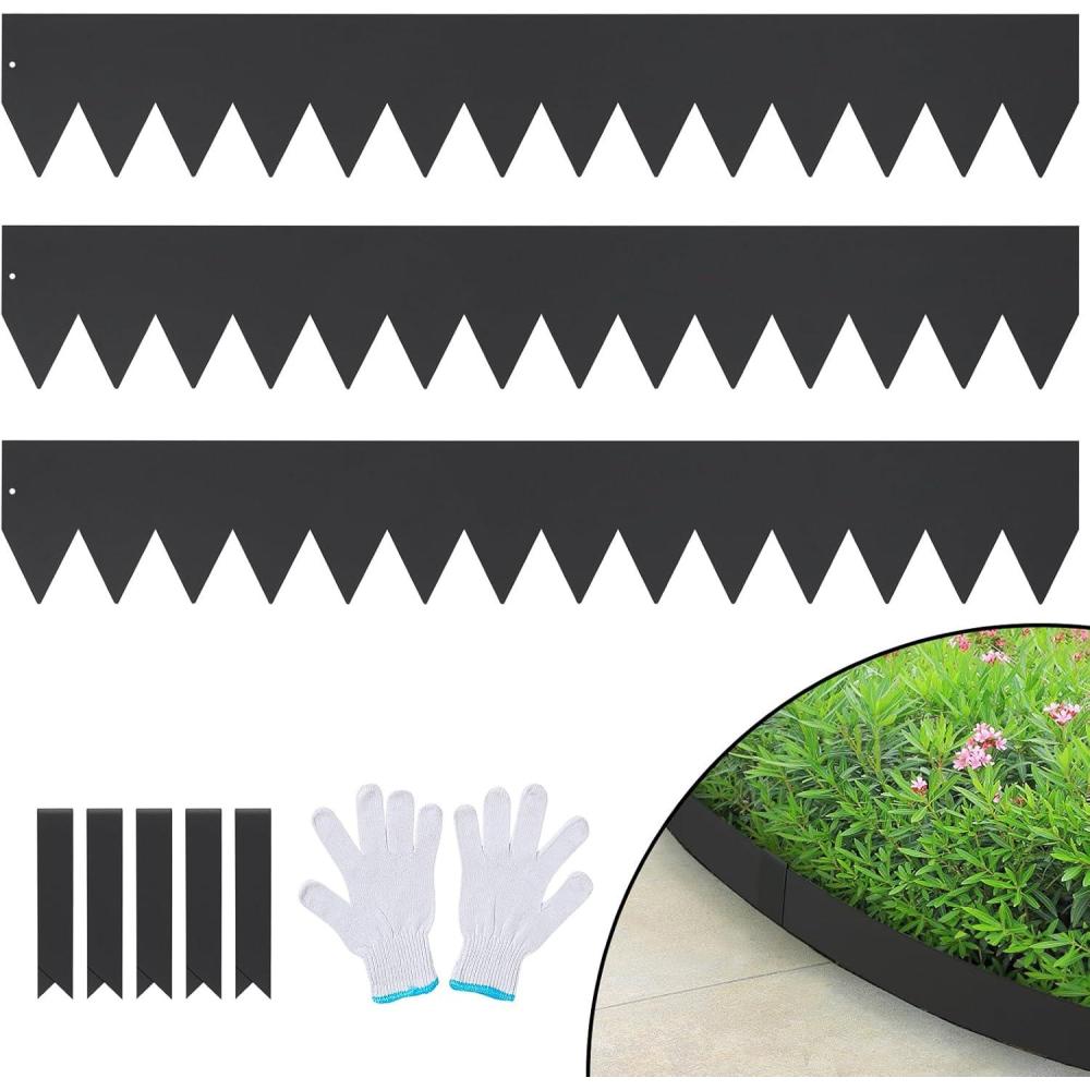 imageVEVOR Steel Landscape Edging 6 Packs 40 x 6 in RustResistant Metal Landscape Edging Bendable Garden Edging Border Heavy Duty Lawn Edging EasytoInstall Flower Bed Yard Pathway Divider Black40 L x 6 H 3 Pack