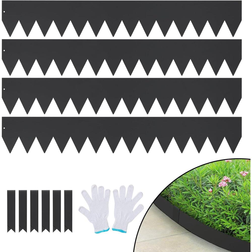 imageVEVOR Steel Landscape Edging 6 Packs 40 x 6 in RustResistant Metal Landscape Edging Bendable Garden Edging Border Heavy Duty Lawn Edging EasytoInstall Flower Bed Yard Pathway Divider Black40 L x 6 H 4 Pack