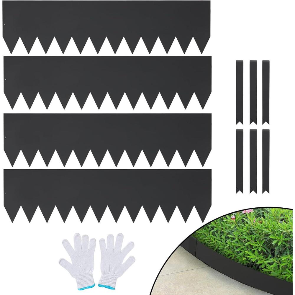 imageVEVOR Steel Landscape Edging 6 Packs 40 x 6 in RustResistant Metal Landscape Edging Bendable Garden Edging Border Heavy Duty Lawn Edging EasytoInstall Flower Bed Yard Pathway Divider Black40 L x 12 H 4 Pack