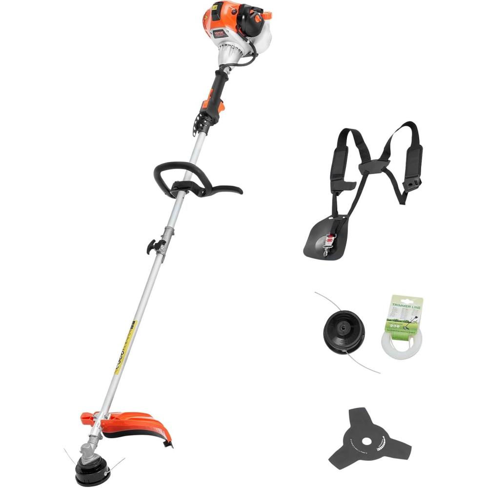 imageVEVOR String Trimmer 252CC 2Stroke Gas Powered Weed Wacker 169quot Cordless Grass Trimmer MultiFunctional Lawn Edger with Shoulder Strap ampamp 3T Blade Weed Eater for Quick Grass Cleaning