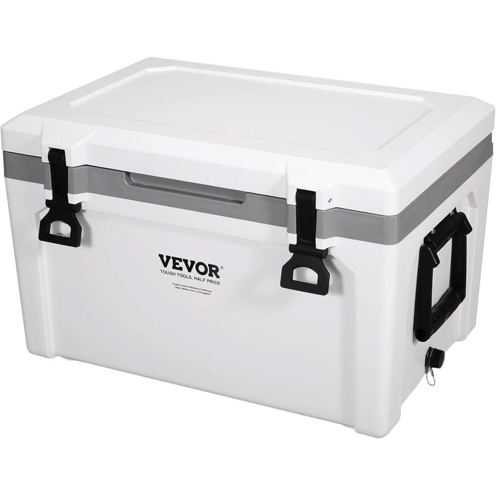 imageVEVOR UltraLight Hard Cooler Ice Retention Cooler with Heavy Duty Handle Ice Chest Lunch Box for Camping Travel Outdoor Keeps Cool for up to 6 Days 30 Lighter Than Rotomolded Coolers52 QT