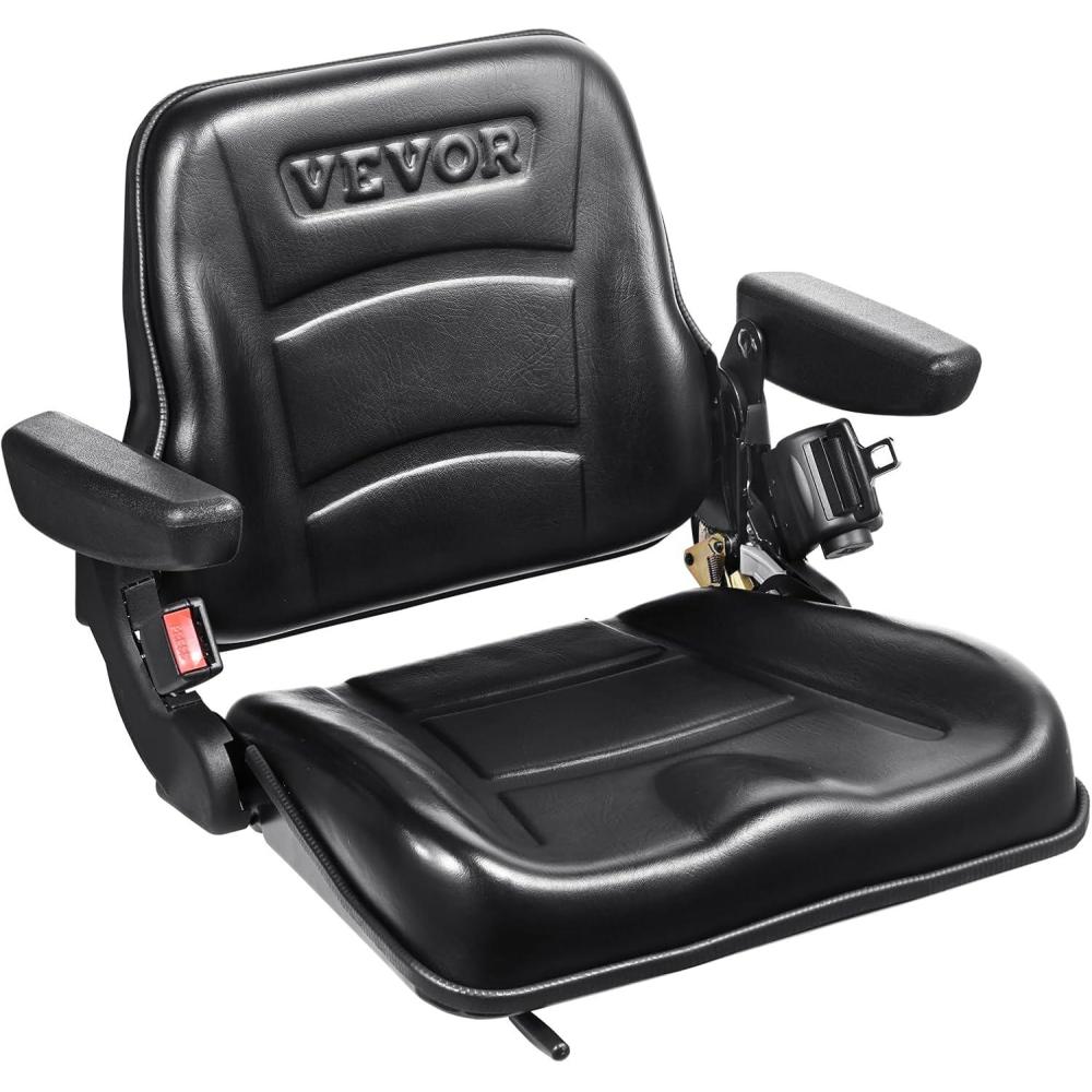 imageVEVOR Universal Tracor Seat Lawn Mower Seat with Micro Switch and Drainage Holes 63118 inch Extended Slot Tractor Seat for Tractor Loader Excavator2023New with ArmrestBelt
