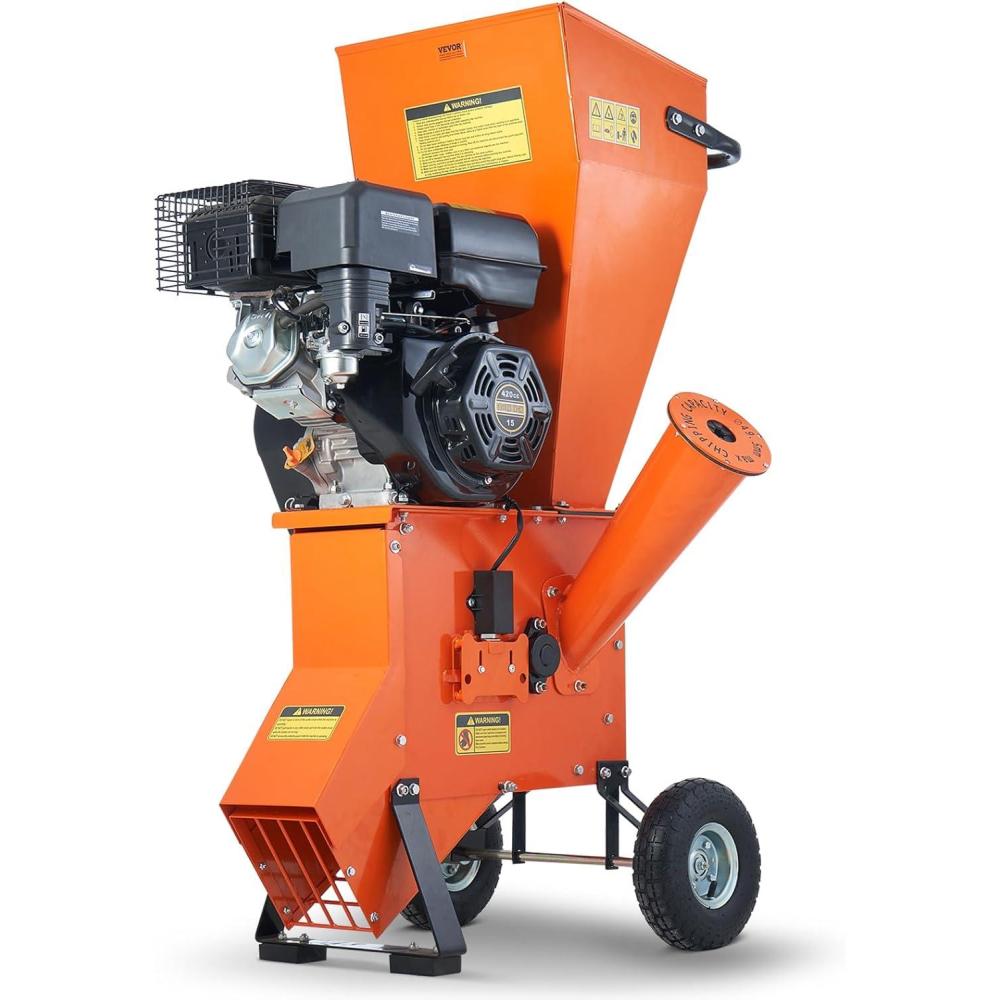imageVEVOR Wood Chipper Shredder Mulcher 12 HP Heavy Duty Gas Powered 2 Max Diameter 420cc 86 kW Engine Woodchipper Fast Wood Chipping Chopping for Forestry Gardens Landscaping EPA Listed