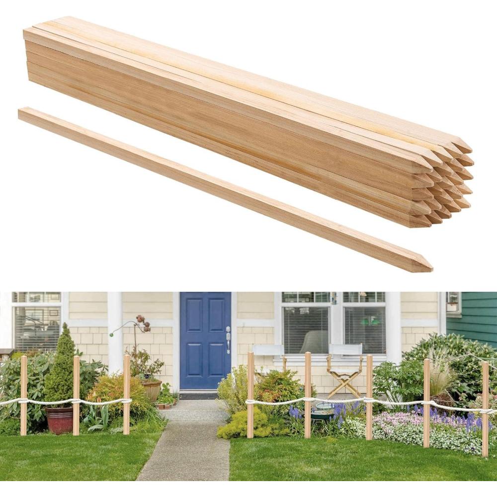 imageVEVOR Wooden Garden Stakes 25 Pcs 24 x 05 x15 in Survey Grading Stakes Garden Ground Stake with Sharp Point Fir Wood Plant Support Stake Sign Posts for Silt Fence Backyard Boundaries Baselines075 x 075 x 36in25pcs