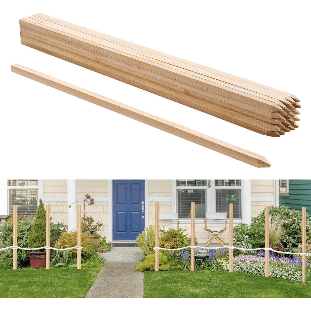 imageVEVOR Wooden Garden Stakes 25 Pcs 24 x 05 x15 in Survey Grading Stakes Garden Ground Stake with Sharp Point Fir Wood Plant Support Stake Sign Posts for Silt Fence Backyard Boundaries Baselines075 x 075 x 48in25pcs