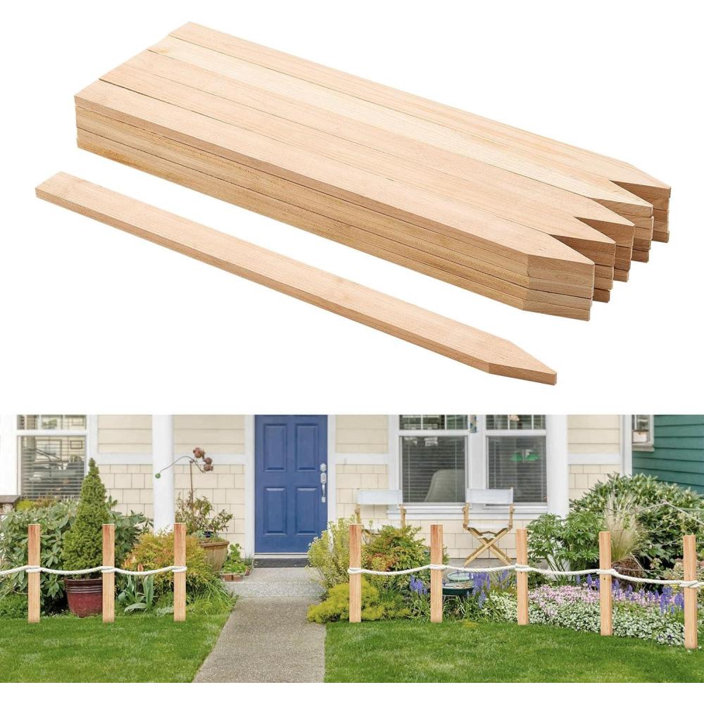 imageVEVOR Wooden Garden Stakes 25 Pcs 24 x 05 x15 in Survey Grading Stakes Garden Ground Stake with Sharp Point Fir Wood Plant Support Stake Sign Posts for Silt Fence Backyard Boundaries Baselines05 x 15 x 24in25pcs
