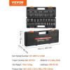 imageVEVOR 12quot Drive Impact Socket Set 65 Piece SAE 38quot to 114quot and Metric 1024mm 6 Point CrV Alloy Steel for Auto Repair EasytoRead Size Markings Rugged Construction Storage Case12 26PCS