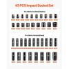 imageVEVOR 12quot Drive Impact Socket Set 65 Piece SAE 38quot to 114quot and Metric 1024mm 6 Point CrV Alloy Steel for Auto Repair EasytoRead Size Markings Rugged Construction Storage Case12 43PCS