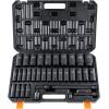 imageVEVOR 12quot Drive Impact Socket Set 65 Piece SAE 38quot to 114quot and Metric 1024mm 6 Point CrV Alloy Steel for Auto Repair EasytoRead Size Markings Rugged Construction Storage Case12 34PCS CRMO