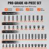 imageVEVOR 12quot Drive Impact Socket Set 65 Piece SAE 38quot to 114quot and Metric 1024mm 6 Point CrV Alloy Steel for Auto Repair EasytoRead Size Markings Rugged Construction Storage Case14 48PCS CRMO
