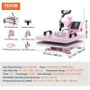 imageVEVOR 15x15 Heat Press Machine 8 in 1 Combo with 30 OZ Tumbler Press ampamp Hat Press Slide Out Heat Press Sublimation Machine for TShirts Hats Caps Tumblers Glass Cans Mugs and Plates Light Green8in115x1530OZPink