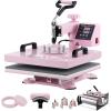 imageVEVOR 15x15 Heat Press Machine 8 in 1 Combo with 30 OZ Tumbler Press ampamp Hat Press Slide Out Heat Press Sublimation Machine for TShirts Hats Caps Tumblers Glass Cans Mugs and Plates Light Green8in115x1530OZPink