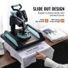 imageVEVOR 15x15 Heat Press Machine 8 in 1 Combo with 30 OZ Tumbler Press ampamp Hat Press Slide Out Heat Press Sublimation Machine for TShirts Hats Caps Tumblers Glass Cans Mugs and Plates Light Green8in112x1530OZGreen