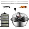 imageVEVOR 16 inch Stainless Steel Bud Leaf Trimmer with Clear Visibility Dome and Hand Pruners for Cutting Leaves Buds Flowers Hydroponic PlantsSilver 19inch