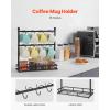 imageVEVOR 2 Tier Coffee Bar Organizer for Countertop Multifunctional Mug Holder and Coffee Station 12 Movable Hooks and 2 Shelves for Coffee Accessories Storage and Display Home Office Matte Black16 HooksSteel Mug