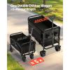 imageVEVOR 3in1 550lbs220L Large Collapsible Folding Wagon Convert to Bench Foldable Beach Wagon with Wheels for Sand Outdoor Utility Wagon for Groceries Camping Sports ShoppingDouble Decker 450Lbs400L