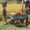 imageVEVOR 4 CuFt 600lbs Poly Garden Cart Dump Wagon Heavy Duty 4 Wheel Wheelbarrow Yard Cart Dump Wagon with 10in All Terrain Wheels Steel Frame and Quick Release SystemPoly600lbs