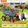 imageVEVOR 4 CuFt 600lbs Poly Garden Cart Dump Wagon Heavy Duty 4 Wheel Wheelbarrow Yard Cart Dump Wagon with 10in All Terrain Wheels Steel Frame and Quick Release System1200LBS
