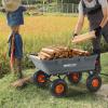 imageVEVOR 4 CuFt 600lbs Poly Garden Cart Dump Wagon Heavy Duty 4 Wheel Wheelbarrow Yard Cart Dump Wagon with 10in All Terrain Wheels Steel Frame and Quick Release System800lbs
