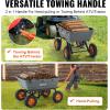 imageVEVOR 4 CuFt 600lbs Poly Garden Cart Dump Wagon Heavy Duty 4 Wheel Wheelbarrow Yard Cart Dump Wagon with 10in All Terrain Wheels Steel Frame and Quick Release System1500lbs