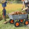 imageVEVOR 4 CuFt 600lbs Poly Garden Cart Dump Wagon Heavy Duty 4 Wheel Wheelbarrow Yard Cart Dump Wagon with 10in All Terrain Wheels Steel Frame and Quick Release System1200LBS