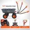 imageVEVOR 4 CuFt 600lbs Poly Garden Cart Dump Wagon Heavy Duty 4 Wheel Wheelbarrow Yard Cart Dump Wagon with 10in All Terrain Wheels Steel Frame and Quick Release System1200LBS