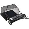 imageVEVOR 42 Inch Lawn Sweeper Tow Behind 12 cuft Large Pull Behind Grass Sweeper Heavy Duty Leaf ampamp Grass Collector with Dumping Rope Design Adjustable Sweeping Height for Picking Up Debris ampamp Grass42 Inch