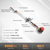 imageVEVOR 5in1 26cc 2 Cycle Gas Powered Dual Sided Hedge Trimmer Weed Eater String Trimmer Edger Pole Saw Chainsaw Pruner with EPA CE and EMC Certification33cc 5in1 Gas Hedge Trimmer  Weed Eater  String Trimmer  Brush Cutter  Edger  Pole Saw Chainsaw Pruner