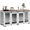 imageVEVOR 72quotDog Crate Furniture for 2 DogsDouble Dog Crate Furniture with Double Sliding DoorsLarge Dog Crate TV Stand with Removable TraySteel Frame Double Dog Crate for SmallMediumLarge Dogs White71
