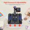 imageVEVOR 8 in 1 Heat Press Machine 15x15 Inch 360 Swing Away Tshirt Press Digital Professional Sublimation Heat Transfer for T Shirts Hat Cap Mug PlateBlue