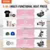 imageVEVOR 8 in 1 Heat Press Machine 15x15 Inch 360 Swing Away Tshirt Press Digital Professional Sublimation Heat Transfer for T Shirts Hat Cap Mug PlatePink