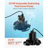 imageVEVOR Automatic Pool Cover Pump 12 HP 1600 GPH 120V Submersible Swimming Pool Cover Pump with 25 ft Power Cord 25 ft Max Head Lift Water Removal and Transfer Pump for Pool Draining Hot Tubs12 HP 1600 GPH