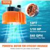 imageVEVOR Automatic Pool Cover Pump 12 HP 1600 GPH 120V Submersible Swimming Pool Cover Pump with 25 ft Power Cord 25 ft Max Head Lift Water Removal and Transfer Pump for Pool Draining Hot Tubs110 HP 540 GPH