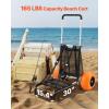 imageVEVOR Beach Dolly with Big Wheels for Sand 299quot x 154quot Cargo Deck w 12quot Balloon Wheels 165LBS Loading Capacity Folding Sand Cart ampamp 27quot to 447quot Adjustable Height Heavy Duty Cart for Beach30 x 15 Cargo Deck  12 Balloon Wheels