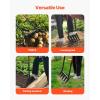 imageVEVOR Broad Fork 5Tine Pitchfork with Dual Fiberglass Handles Heavy Duty Garden Fork Ergonomic UShaped Design Broadfork Hand Tiller Gardening Tool for Composting Transplanting Aeration5TineU