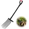 imageVEVOR Broad Fork 5Tine Pitchfork with Dual Fiberglass Handles Heavy Duty Garden Fork Ergonomic UShaped Design Broadfork Hand Tiller Gardening Tool for Composting Transplanting Aeration5Tine