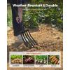 imageVEVOR Broad Fork 5Tine Pitchfork with Dual Fiberglass Handles Heavy Duty Garden Fork Ergonomic UShaped Design Broadfork Hand Tiller Gardening Tool for Composting Transplanting Aeration5Tine