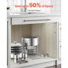 imageVEVOR Chafing Dish Buffet Set 5 Qt 4 Pack Stainless Steel Chafer with 4 Full Size Pan Round Catering Warmer Server with Glass Lid Water Pan Folding Stand Fuel Holder for Wedding Banquet GoldSilverwhite