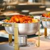 imageVEVOR Chafing Dish Buffet Set 5 Qt 4 Pack Stainless Steel Chafer with 4 Full Size Pan Round Catering Warmer Server with Glass Lid Water Pan Folding Stand Fuel Holder for Wedding Banquet GoldGold