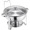 imageVEVOR Chafing Dish Buffet Set 5 Qt 4 Pack Stainless Steel Chafer with 4 Full Size Pan Round Catering Warmer Server with Glass Lid Water Pan Folding Stand Fuel Holder for Wedding Banquet GoldSilverwhite