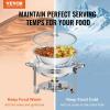 imageVEVOR Chafing Dish Buffet Set 5 Qt 4 Pack Stainless Steel Chafer with 4 Full Size Pan Round Catering Warmer Server with Glass Lid Water Pan Folding Stand Fuel Holder for Wedding Banquet GoldSilver