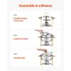 imageVEVOR Chafing Dish Buffet Set 5 Qt 4 Pack Stainless Steel Chafer with 4 Full Size Pan Round Catering Warmer Server with Glass Lid Water Pan Folding Stand Fuel Holder for Wedding Banquet GoldGold