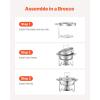 imageVEVOR Chafing Dish Buffet Set 5 Qt 4 Pack Stainless Steel Chafer with 4 Full Size Pan Round Catering Warmer Server with Glass Lid Water Pan Folding Stand Fuel Holder for Wedding Banquet GoldSilverwhite