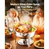 imageVEVOR Chafing Dish Buffet Set 5 Qt 4 Pack Stainless Steel Chafer with 4 Full Size Pan Round Catering Warmer Server with Glass Lid Water Pan Folding Stand Fuel Holder for Wedding Banquet GoldSilver