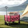 imageVEVOR Collapsible Folding Wagon with Wheels Wagons Carts Foldable with 225lbs Capacity Lightweight Portable Utility Wagon Cart for Grocery Shopping Sports Camping and GardenPink  Black