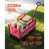 imageVEVOR Collapsible Folding Wagon with Wheels Wagons Carts Foldable with 225lbs Capacity Lightweight Portable Utility Wagon Cart for Grocery Shopping Sports Camping and GardenPink  Black