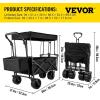 imageVEVOR Collapsible Wagon with Removable Canopy Heavy Duty Folding Beach Wagon with Big Wheels and Adjustable HandlesBlack
