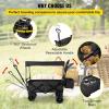 imageVEVOR Collapsible Wagon with Removable Canopy Heavy Duty Folding Beach Wagon with Big Wheels and Adjustable HandlesBlack